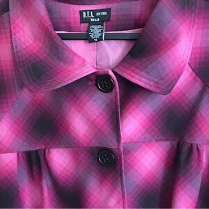 DFA New York Women's Pink and Black Plaid Coat